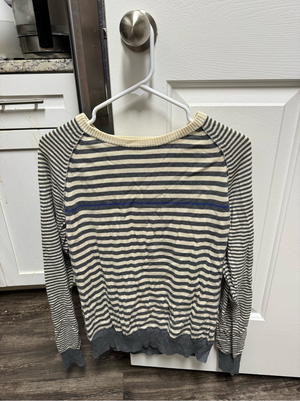 Jack & Jones Striped Crewneck Sweater in Cream, Gray and Blue Accent